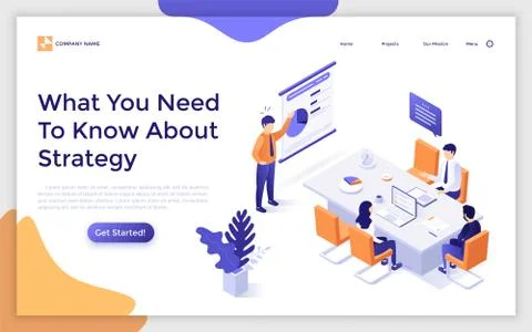 Vector Isometric Landing Page Template Illustrazione stock