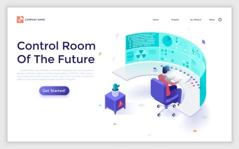 Vector Isometric Landing Page Template Stock Illustration