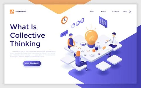 Vector Isometric Landing Page Template Illustrazione stock