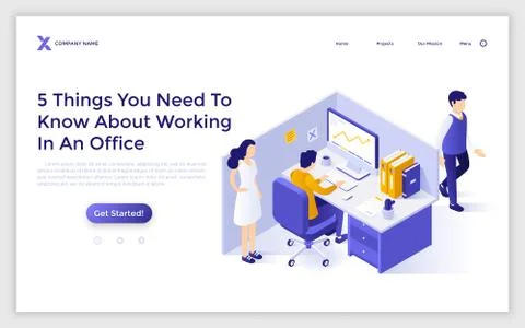 Vector Isometric Landing Page Template Stock Illustration
