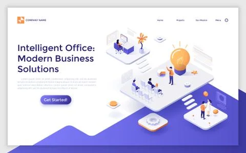 Vector Isometric Landing Page Template Stock Illustration