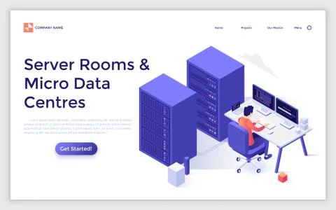 Vector Isometric Landing Page Template Illustrazione stock