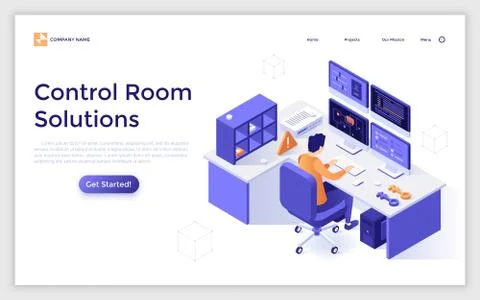 Vector Isometric Landing Page Template Stock Illustration