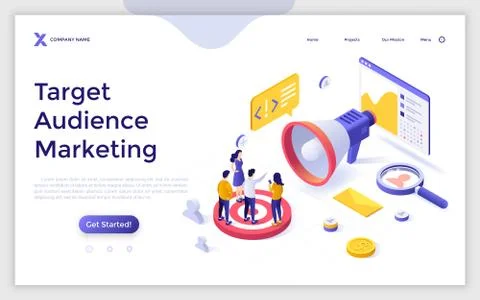 Vector Isometric Landing Page Template Stock Illustration