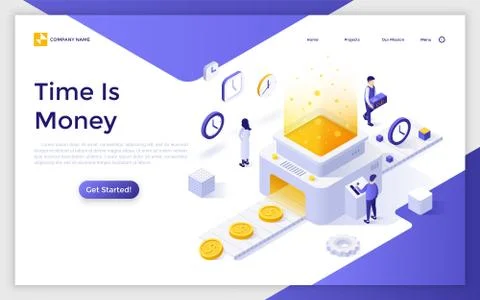 Vector Isometric Landing Page Template Illustrazione stock