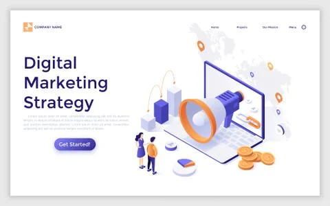 Vector Isometric Landing Page Template Stock Illustration