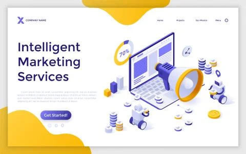 Vector Isometric Landing Page Template Stock Illustration