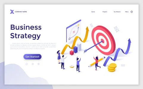 Vector Isometric Landing Page Template Stock Illustration