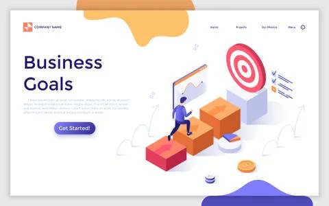 Vector Isometric Landing Page Template Stock Illustration