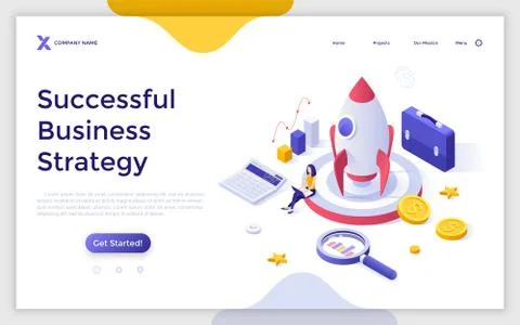 Vector Isometric Landing Page Template Stock Illustration