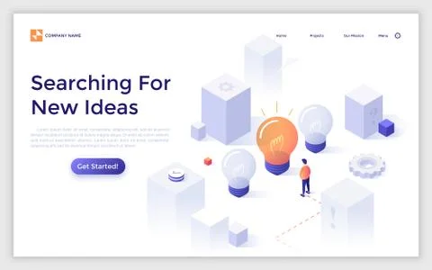 Vector Isometric Landing Page Template Illustrazione stock
