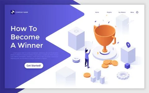 Vector Isometric Landing Page Template Stock Illustration