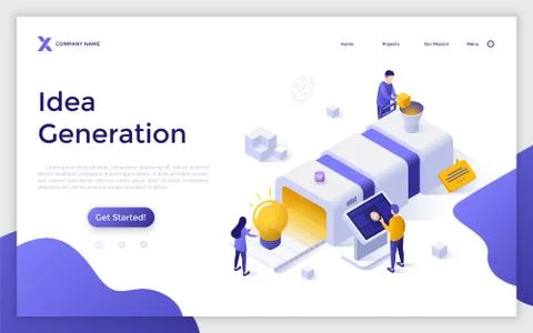 Vector Isometric Landing Page Template Illustrazione stock