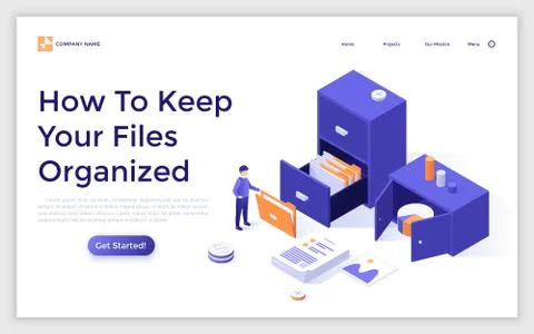 Vector Isometric Landing Page Template Stock Illustration