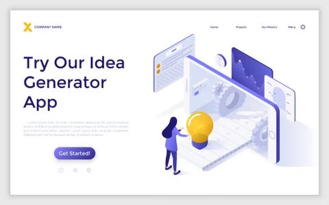 Vector Isometric Landing Page Template Stock Illustration