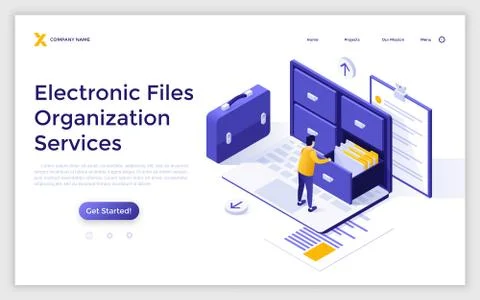 Vector Isometric Landing Page Template Stock Illustration