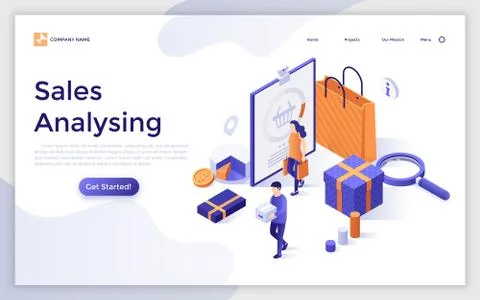 Vector Isometric Landing Page Template Illustrazione stock