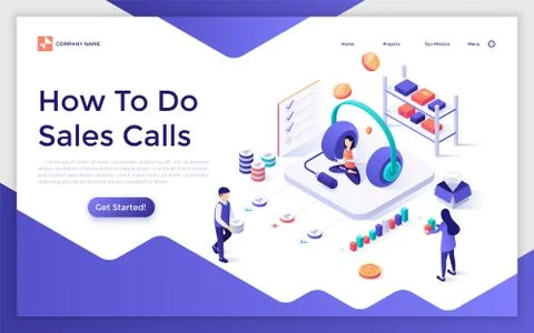 Vector Isometric Landing Page Template Stock Illustration