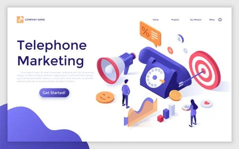 Vector Isometric Landing Page Template Stock Illustration