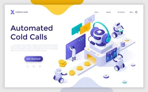 Vector Isometric Landing Page Template Stock Illustration