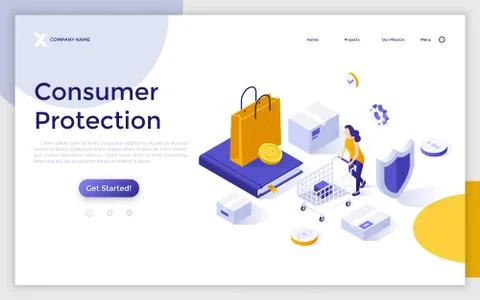 Vector Isometric Landing Page Template Illustrazione stock