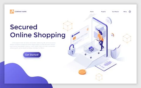 Vector Isometric Landing Page Template Stock Illustration