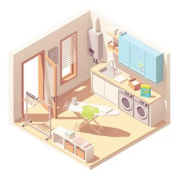 Vector isometric laundry room Stock Illustration