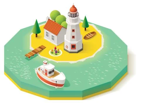 Vector isometric lighthouse Stock Illustration