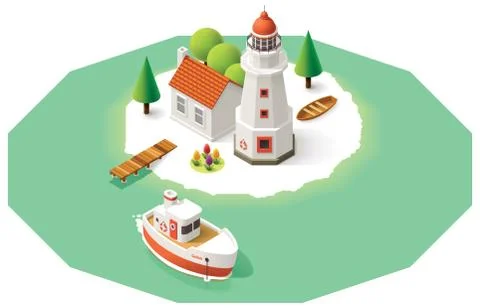 Vector isometric lighthouse Stock Illustration