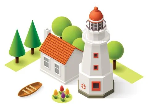 Vector isometric lighthouse Stock Illustration