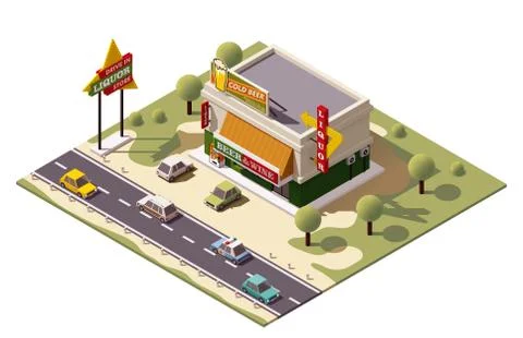 Vector isometric liquor store Stock Illustration
