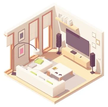 Vector isometric living room Stock Illustration