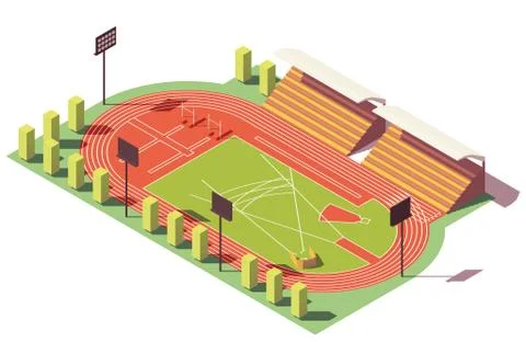 Vector isometric low poly athletics stadium Stock Illustration