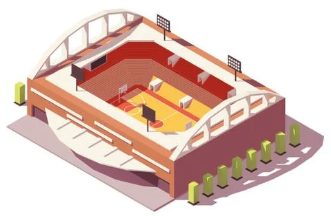 Vector isometric low poly basketball stadium Stock Illustration