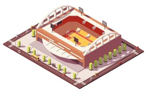 Vector isometric low poly basketball stadium Stock Illustration