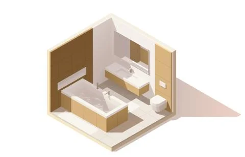 Vector isometric low poly bathroom icon Stock Illustration