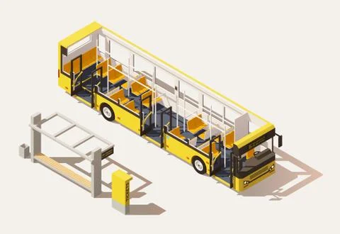 Vector isometric low poly bus cross-section Stock Illustration