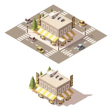 Vector isometric low poly cafe Stock Illustration