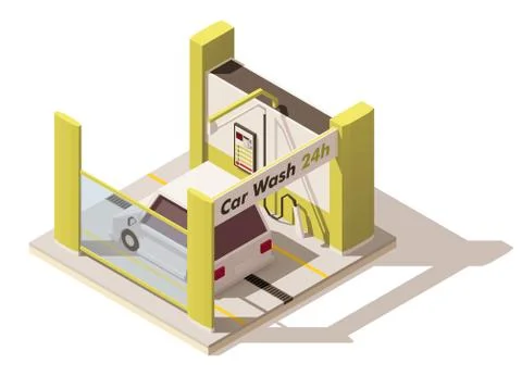 Vector isometric low poly car wash icon Stock Illustration