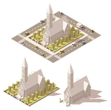 Vector isometric low poly church icon Stock Illustration
