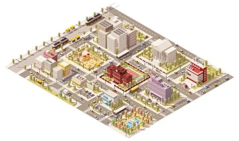 Vector isometric low poly city Stock Illustration