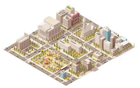 Vector isometric low poly city Stock Illustration