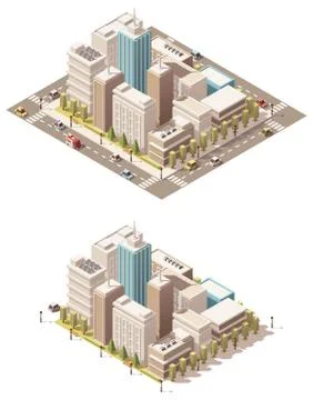 Vector isometric low poly city downtown Stock Illustration