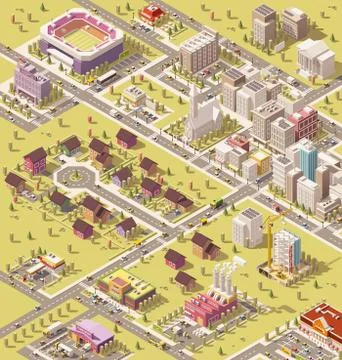 Vector isometric low poly city Stock Illustration