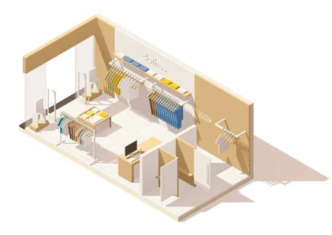 Vector isometric low poly clothing store icon Stock Illustration