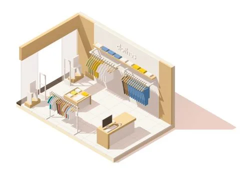 Vector isometric low poly clothing store icon Stock Illustration