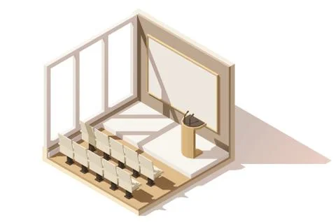 Vector isometric low poly conference room icon Stock Illustration