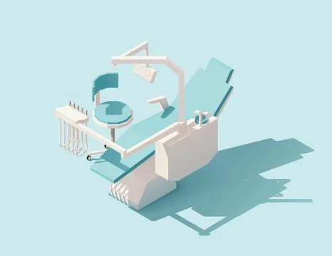 Vector isometric low poly dental chair Stock Illustration