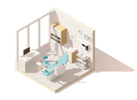 Vector isometric low poly dental office Stock Illustration