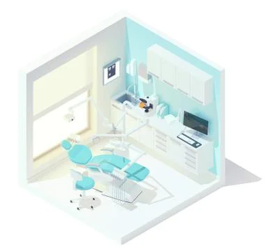Vector isometric low poly dental office Stock Illustration